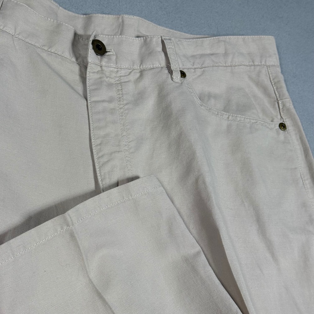 TailorByrd Collection Mens Beige Linen Cotton Blend Straight Leg Pants 40x32